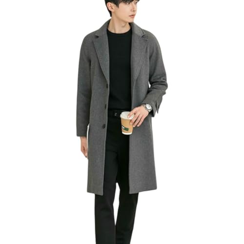 Trench en laine pour homme manteau ajusté et chaud gris foncé