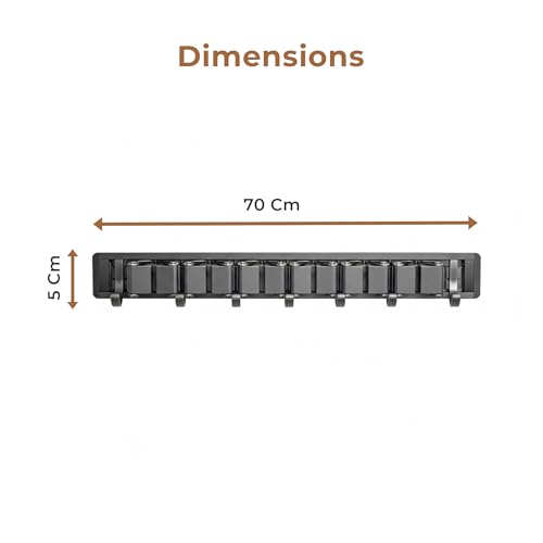 Image of HomeEssentials Broom Holder Wall Mount - 6 Slots 7 Hooks Heavy Duty Broom and Mop Holder Wall Mounted, Stainless Steel Garden Tool Organizer for Home, Kitchen, Garage, and Laundry Room Storage (Grey)