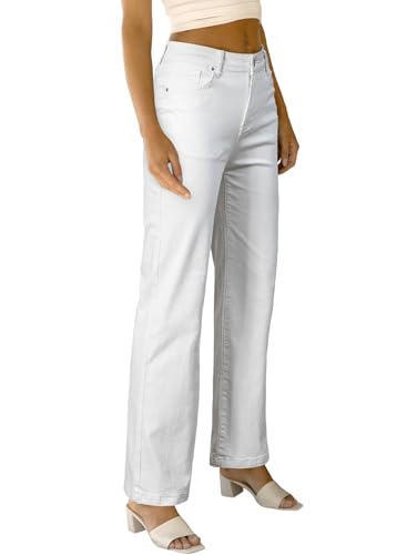 Sidefeel Women's Wide Leg Jeans Casual High Waisted Straight Zimbaplatinum Denim Pants with Pockets3
