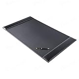 Dacasso 34” x 20” Rustic Black Leather Luxury Desk Pad with Side Rails - Executive Desk Surface Protector - Blotter for Writing