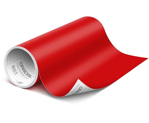 ORACAL 651 Matte Red Vinyl Durable Roll Easy to Weed Permanent Adhesive Craft Vinyl for Plotting Machines Decals & DIY Projects 12 x 10ft