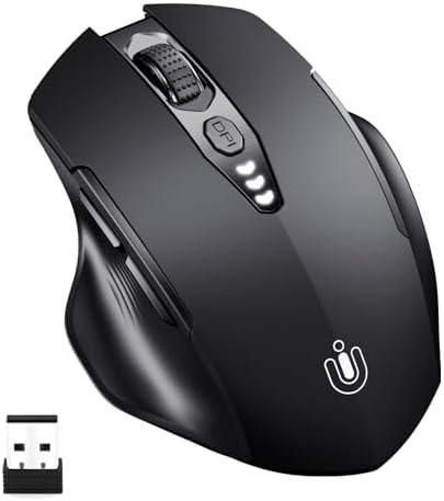 Wireless Mouse, [Upgraded] Visible Battery Display, Rechargeable Wireless Mouse 2.4G USB, 4 Adjustable DPI Levels, Optical Wireless Mouse for Laptop PC Computer