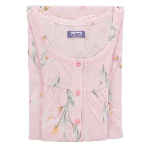 Linclalor. Camisón Señora Mayor, Camisa Noche Manga Corta 100% Algodón Tamaño más Jersey Y CALIBRADO Art.74661, Rosa, 56