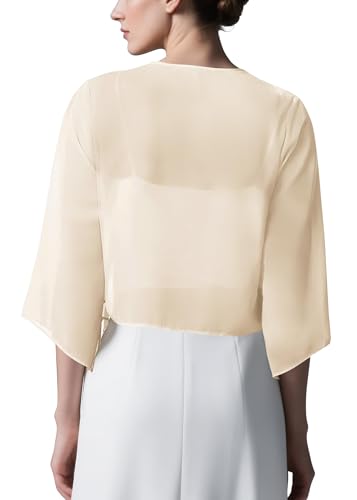 Image of Urban CoCo Women's Chiffon Shrug Cardigan Open Front 3 /4 Sleeve Drape Irregular Hem Bolero Summer Cover Up