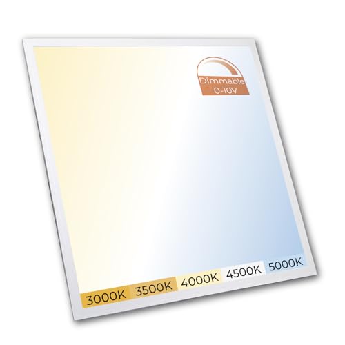 LED ATOMANT 2x2 LED Flat Recessed Panel Light 48W 5000LM, 5 CCT Selectable 3000K/3500K/4000K/4500K/5000K, Power Selectable 30W to 48W, Dimmable with 0-10V Dimmer