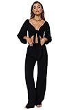 Trendyol Damen Zweiteiliges Set-Schwarz-Regular Hemd, 38