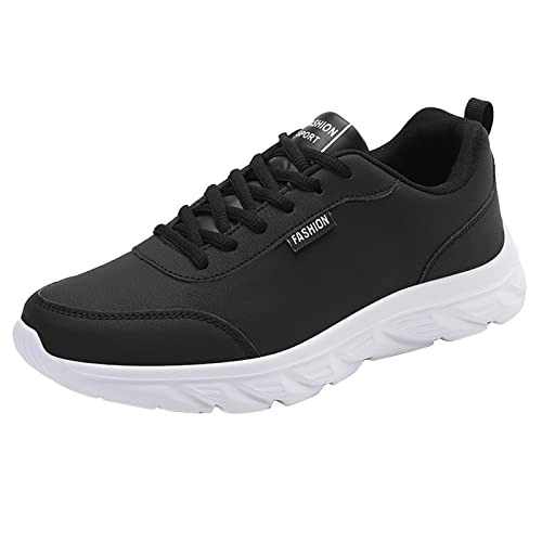 QWUVEDS Hiking Shoes Men's Sports Shoes Men's Running Shoes Men's Shoes Large Size Casual Laace Up Plain Casual Fashion Simple Shoes Running Shoes High Shoes Men with Velcro Fastening, White, 7 UK