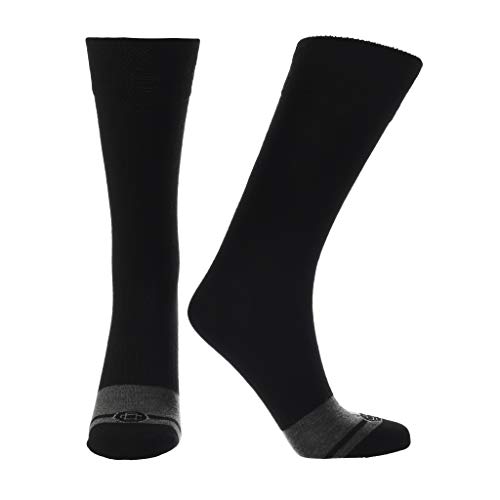 Doctor's Choice Flat Knit Dress Socks, Easy Stretch, Relaxed Top for Black/Large