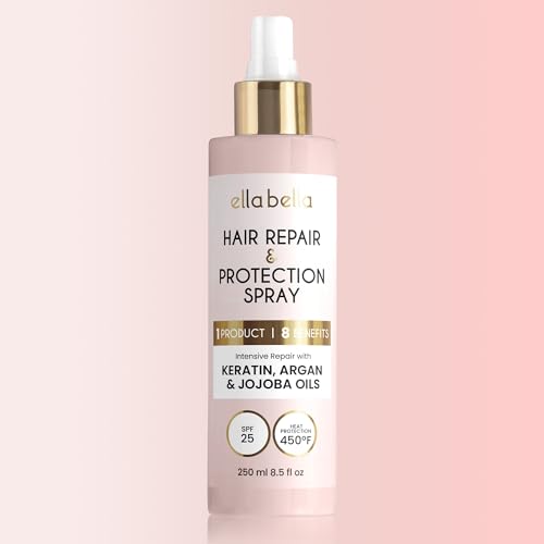 ELLA BELLA®️ All-in-1 Heat Protectant Spray for Hair • Repair, Protect, and Nourish with UV Shield • Cruelty-Free Formula with Argan Oil, Jojoba, and Keratin • Professional Hair Heat Protection Spray