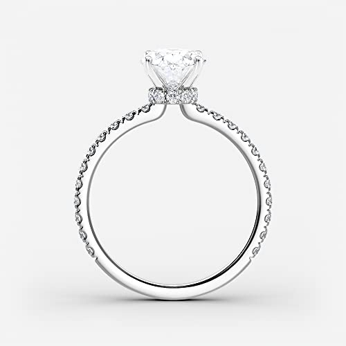 Diamond Wish IGI Certified 1 to 3 Carat Oval Shape Lab Grown Diamond Ribbon Halo Engagement Ring for Women in 14k Gold with Side Stones (I-J, VS-SI, cttw) Anniversary Promise Ring Size 4 to 94