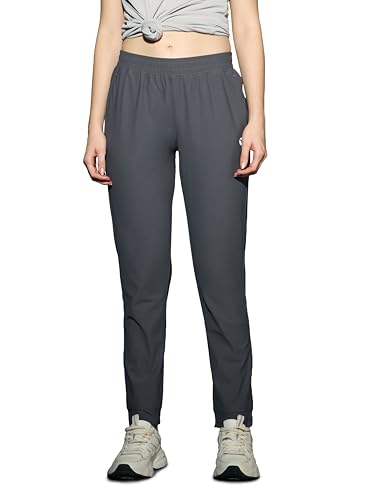 Image of TECHNOSPORT Womens Mid Rise Polyester Regular Fit Solid Jogger for Running, Workout & Sports
