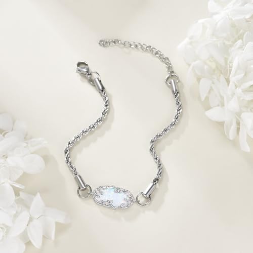 Opal Bracelet 925 Sterling Silver Filigree Opal Bracelet Jewelry for Women Mom2