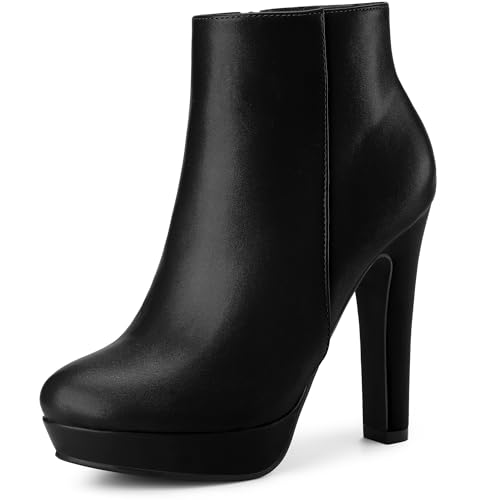 Perphy Platform Booties Round Toe Chunky High Heels Ankle Boots for Women