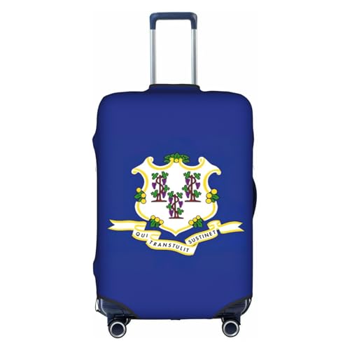 NBAGHPQ Connecticut State Flag Print Universale Elegante Valigie Copertura Elastica Lavabile Anti Graffio Protezione Bagagli, bianco, L
