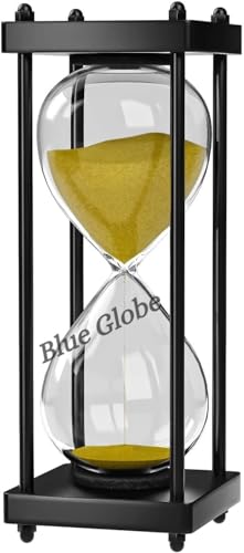 Image of Hourglass 60 Minute Sand Timer: Large 10 inch Wooden Sand Clock (Yellow Sand) Nautical Handmade Hourglass 60 Min