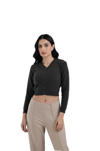 Image of Women Winter Wear V-Neck Full Sleeves Regular Fit Woollen Blouse