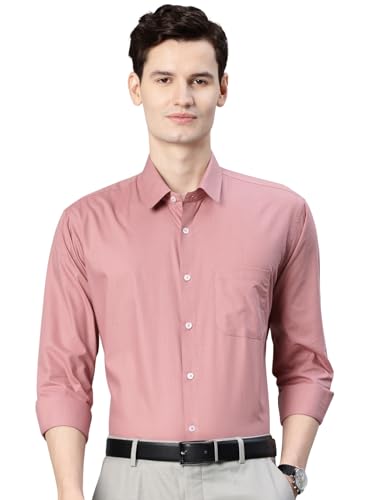 Image of Majestic Man Men's Solid Cotton Blend Wrinkle-Resistant Slim Fit Easy-Iron Formal & Office Wear