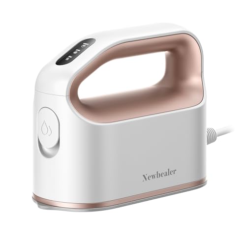 Newbealer Plancha de Vapor, Plancha de Ropa con 3 Ajustes de Vapor, Suela Antiadherente y Depósito de Agua de 180ml, 1200W Calentamiento Rápido en 45s, Efecto Prensa y Vapor Vertical, blanco