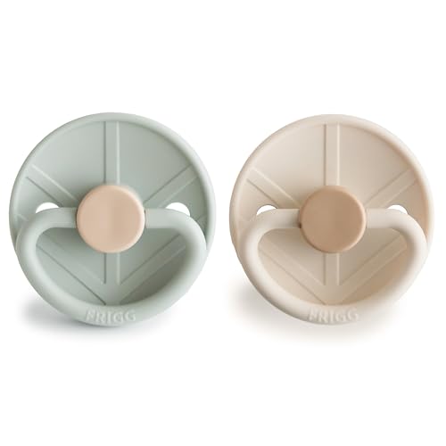 Image of FRIGG Little Viking SilkySoft Silicone Baby Pacifier 2-Pack | Made in Denmark | BPA-Free (Sage /Cream, 0-6 Months)
