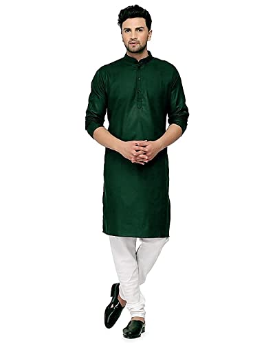 Image of weltpocket Men's Cotton Blend Solid Straight Kurta