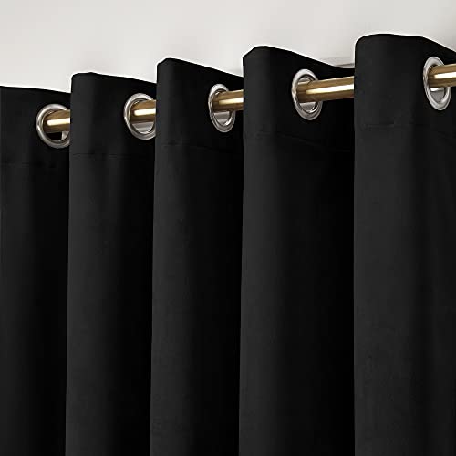 Laurence Llewelyn-Bowen, Black Velvet Curtains W46 x L72" (117 x 183cm), 2 Panels, Blackout Curtains for Bedroom - Image 3