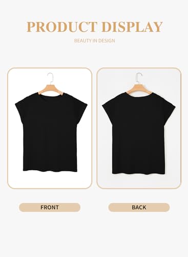 Image of Eytino Plus Size Tops for Women Waffle Knit T-Shirts Round Neck Short Sleeve Casual Loose Basic Tee Blouses(1X-5X)