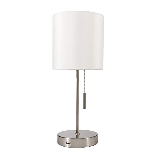 DEEPLITE Simple Design Table Lamp, Small Lamp with USB Port, White Lamp Shade