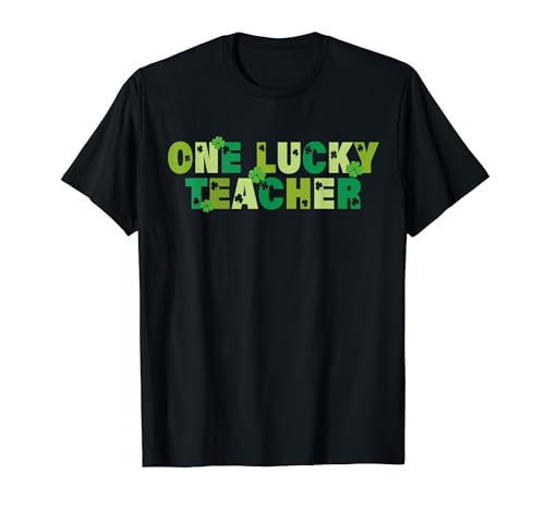 One Lucky Teacher Groovy Retro Hippie St Patricks Day T-Shirt