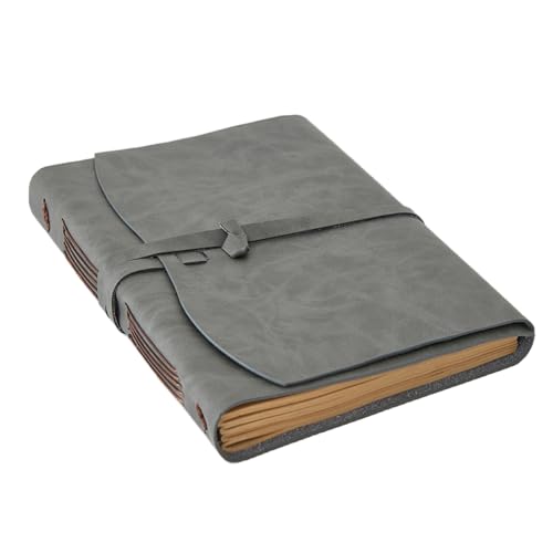 Image of RILIHO Leather Journal Notebook - Genuine Leather Journals for Writing 8x10 Inches Large Size Vintage Journal For Men and Women, Artist,Travel Journal,Grey