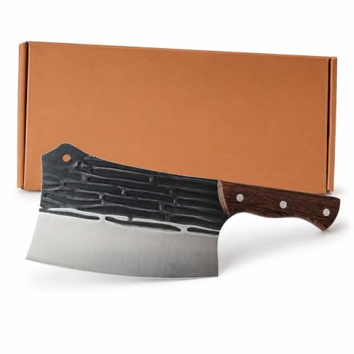 SHI BA ZI ZUO Forged Cleaver Knife Butcher Knife for Vegetable and Meat Cutting,with Non-Slip wooden handle