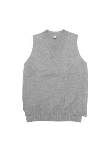 Image of Allegra K Women's V Neck Sweater Vest Knit Pullover Sleeveless Sweater Top | v neck, sleeveless, solid color, high low hem, basic pullover sweater vest, knit fabric, spring casual top