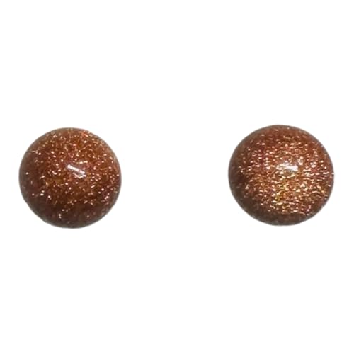 Sterling Silver .925 Brown Goldstone Venturina 8mm Stud Earrings