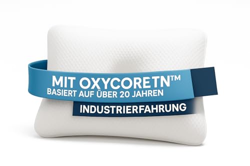 hERZtal OxycoreT Memory Kopfkissen, Hypoallergen, Waschbar bei 40°C, Langlebige Qualität mit Sauerstoff-Technologie