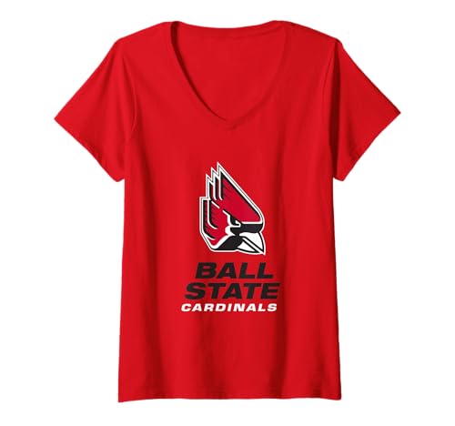 Womens Ball State Cardinals Icon Red Officially Licensed V-Neck T-Shirt