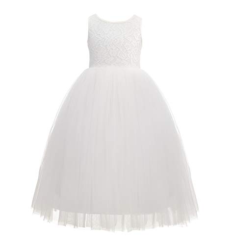 Crossed Straps Lace Flower Girl Dress Junior Pageant Special Occasions 2042