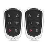 Key Fob Cover Replacement for Cadillac Escalade ESV 2015 2016 2017 2018 2019 2020 Key Shell Case 6 Button Pad Cover HYQ2AB 2PCS