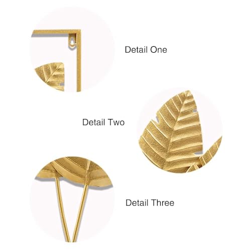 Image of Framing Hub - Gold Metal Wall Decor Set of 2 Leaf Wall Hanging Home Decor with Frame, Metal Wall Art Decor Wall Sculptures for Living Room, Bedroom, Office, Hotel (Size 15 inch X 22 inch)