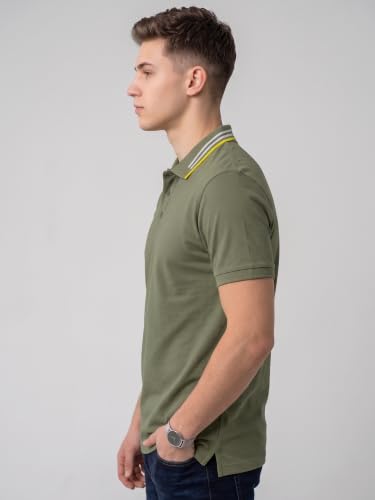 Image of XENOVAURBAN Polo t Shirt for Man | Striped Pattern Mens Cotton Polo Neck T-Shirt with Collar | Regular fit | Breathable and Soft - Polo-Striped-P