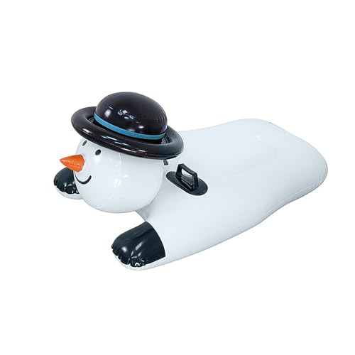 Winter Snowman Snow Tube Inflatable Snow Sled Handles Ski Board for Kids