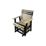 Poly Outdoor Glider - Premium Quality | Affordable Price - Amish Handcrafted in The USA - 20-Year Warranty - All-Weather Resistant & Maintenance Free - Rollback Style (Weathered Wood/Black)