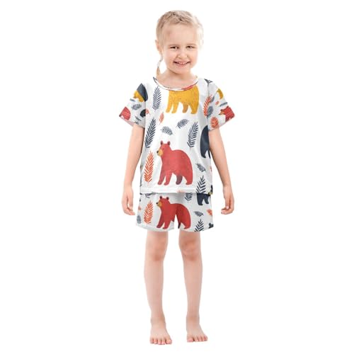 senya Short Sleeve Pajamas Sets Summer Cotton Sleepwear Red Yellow Bear3