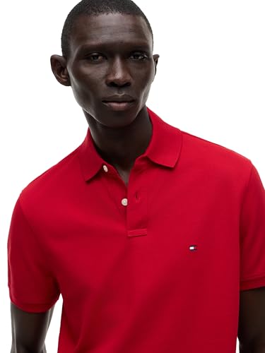 Image of Tommy Hilfiger Men's Short Sleeve Polo Shirts in Regular Fit With Stretch and Organic Pique Cotton