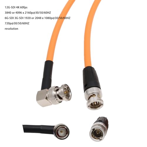 HangTon 12G SDI 4K 60P Video Cable BNC to BNC for Atomos Ninja V Shogun 7 Samurai Inferno Monior Sony FX9 Canon C400 ARRI RED Orange Color 30cm - Image 2