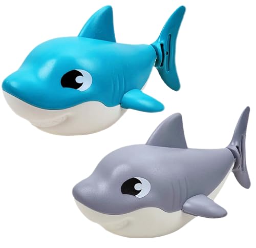Saurawan Ocean Shark Toy Set, 2 Pcs Wind Up Bath Toys for Toddlers 1-3 2-4 3-5, Swimming Bathtub and Floating Pool Plaything, Water Table Accessories, Easter and Christmas Favors