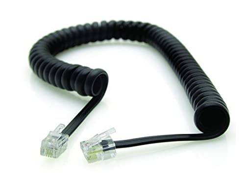 Prometeo Electronics Câble téléphonique en spirale 5 m de prise modulaire RJ9 4P4C vers prise modulaire RJ9 4P4C - Noir