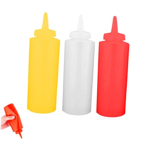 COLLBATH 3pcs Sauce Bottle Jam Squeeze Bottle Food Squeeze Bottle Honey Mustard Bottle Salad Dressing Bottle Screw on Spout Bottle Squeeze Bottles with Caps Food Container Plastic re-usable