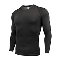 AMZSPORT Herren Kompressionsshirt Langarm Funktionsshirt Sportshirt Atmungsaktiv Laufshirt, Schwarz, XL