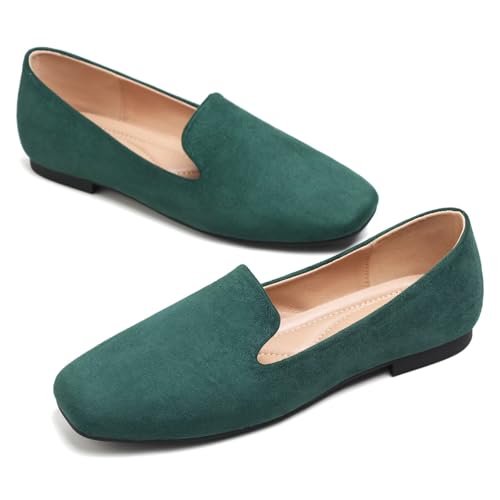Image of ChaiRong Zhou Women Square Toe Ballets Flats Comfort Slip On Walking Shoes for Driving