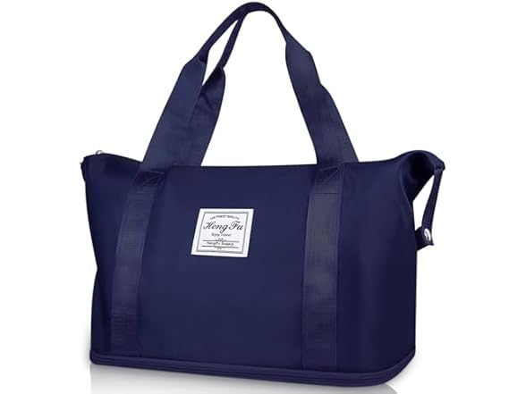flywind Nylon 41 Cms Imported Foldable Travel Duffle Bag for Women, Expandable Lightweight Waterproof Carry Weekender Overnight Luggage Bag (Navy Blue)-picture-8
