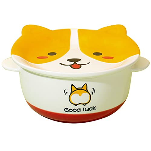 Ciotole Simpatiche Ceramica Riso per Studenti Ramen con coperchi Scodella per minestre per la casa Scodella per Cereali insalatiere da Ristorante